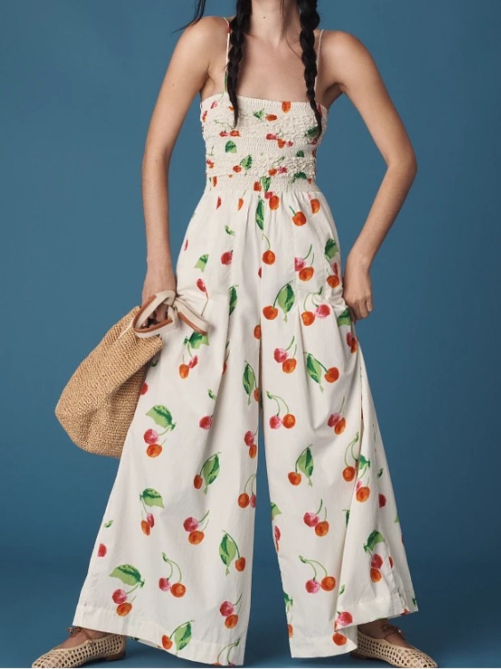 S/W/F Anthropologie Cherry Bomb Women's Jumpsuit Wide Leg XL